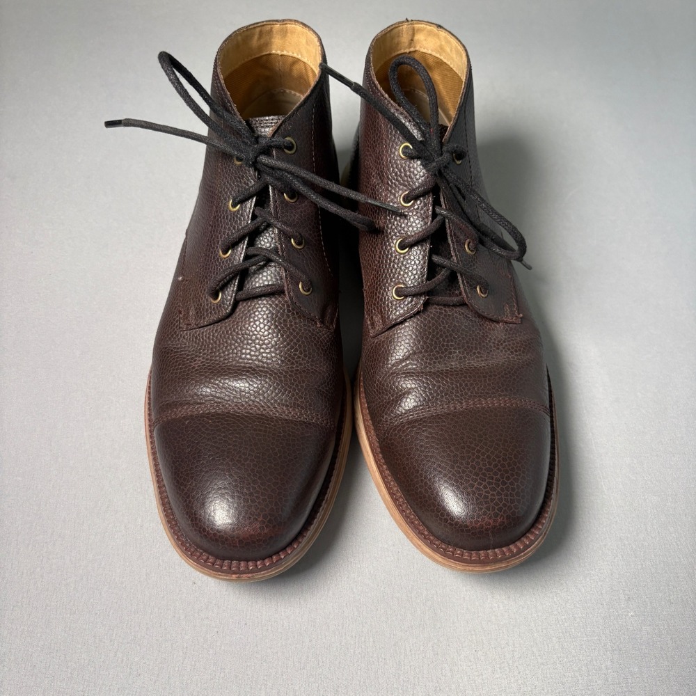 Cole Haan Mens Brown Pebbled Leather Grand.OS Cap Toe Chukka Boots C20972 8.5M